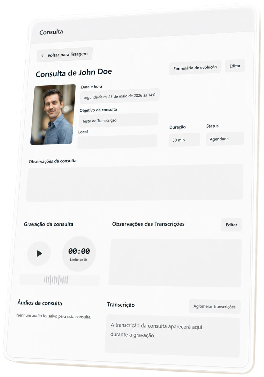 Consulta com transcrição automática por IA